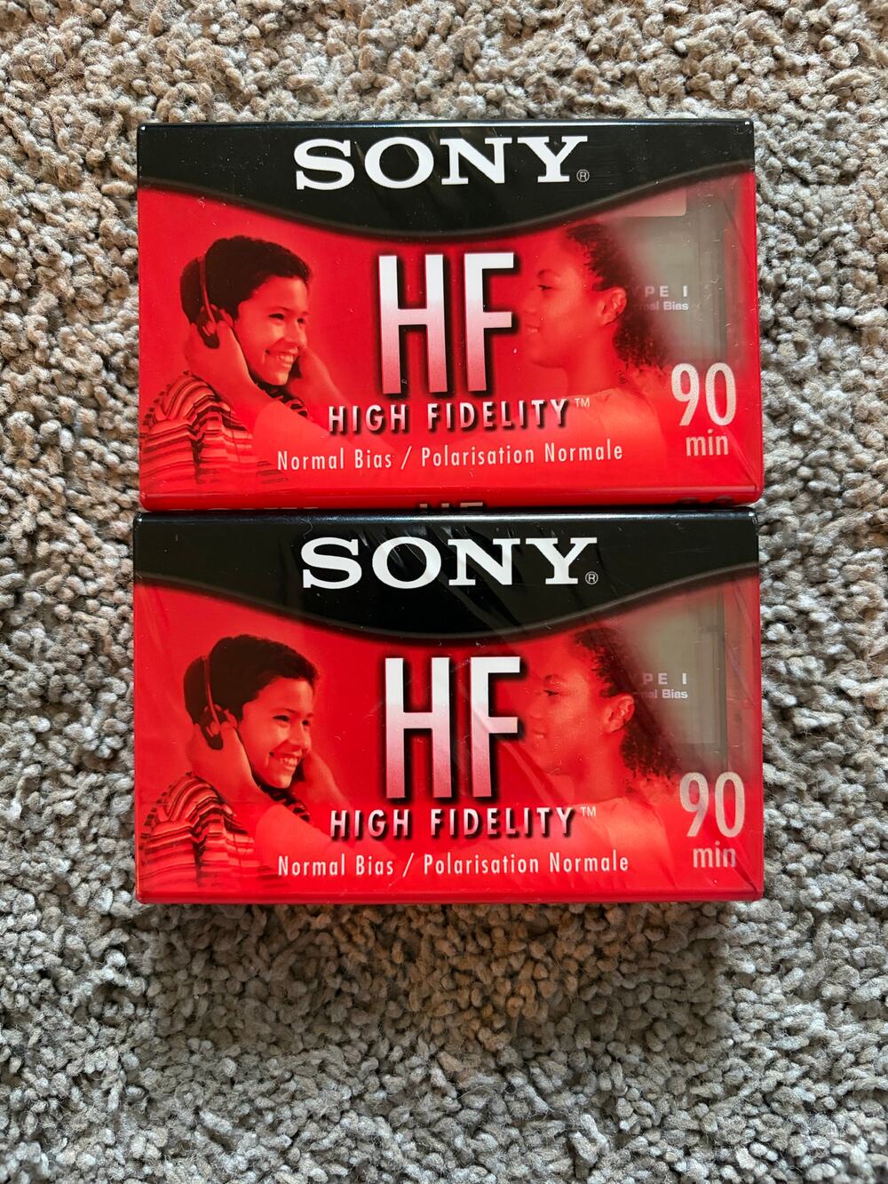 VTG Sony HF 90 Min High Fidelity Normal Bias Blank Audio Cassette Tapes Lot of 2